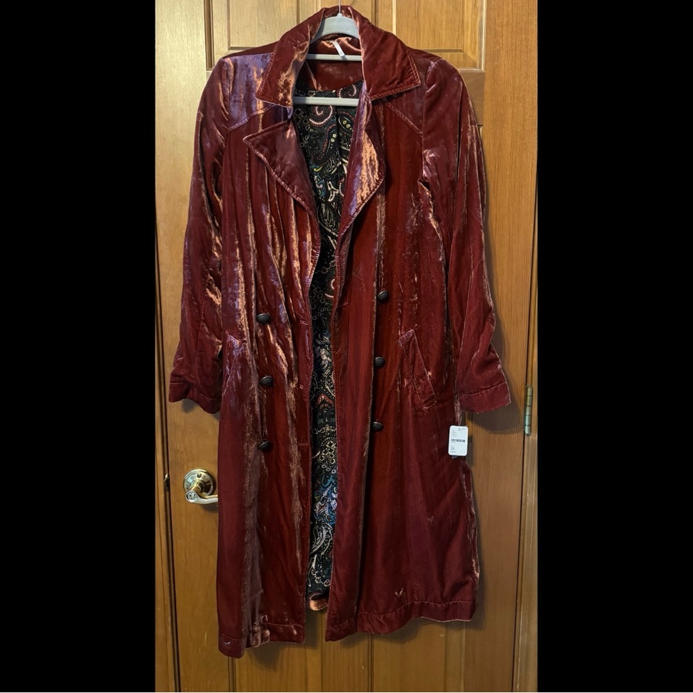 Free People Velvet Burgundy Coat